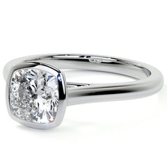 Petite Bezel Cushion Moissanite Solitaire Ring