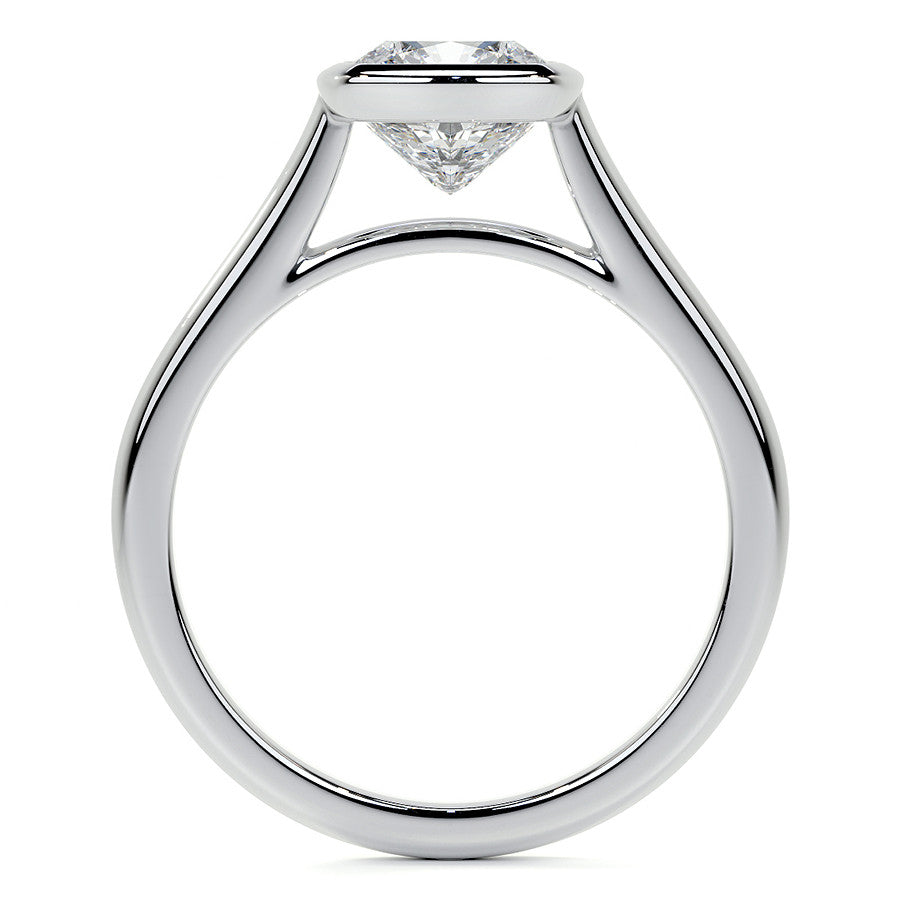 Petite Bezel Cushion Moissanite Solitaire Ring