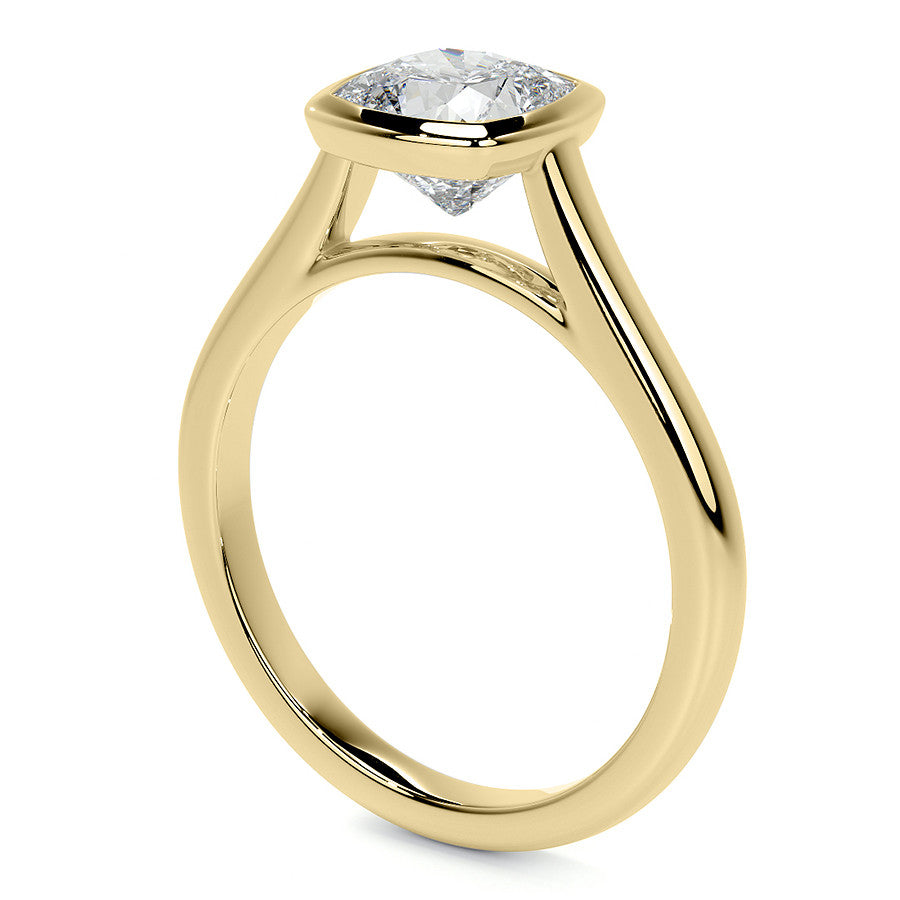 Petite Bezel Cushion Moissanite Solitaire Ring