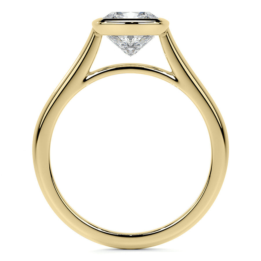 Petite Bezel Cushion Moissanite Solitaire Ring