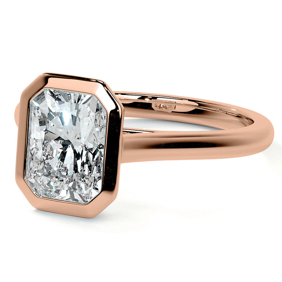 Petite Bezel Emerald / Radiant Moissanite Solitaire Ring