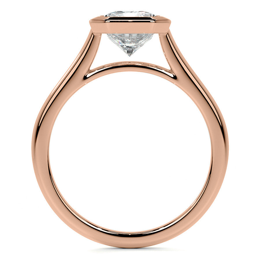 Petite Bezel Emerald / Radiant Moissanite Solitaire Ring