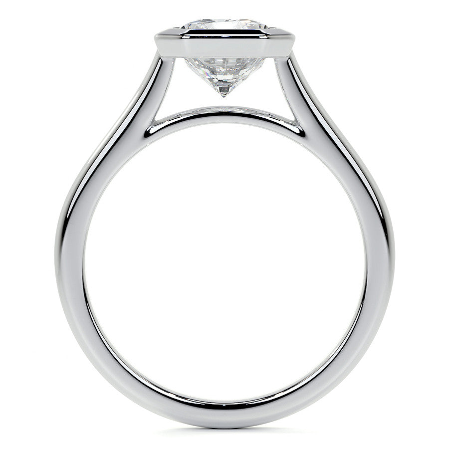 Petite Bezel Emerald / Radiant Moissanite Solitaire Ring