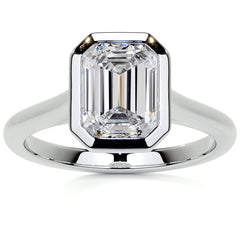 Petite Bezel Emerald / Radiant Moissanite Solitaire Ring