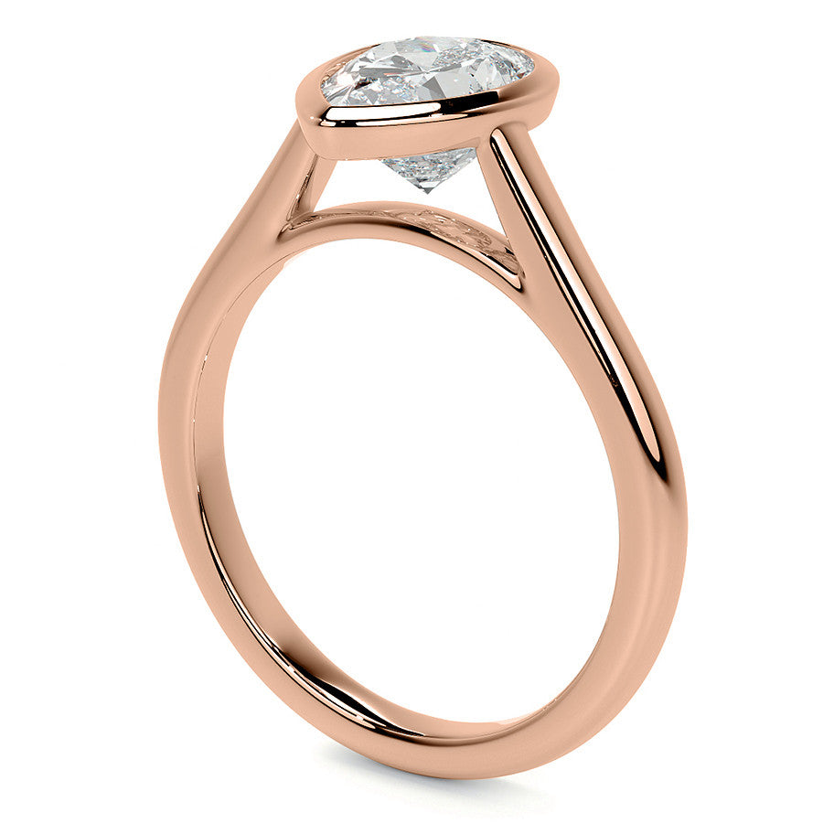 Petite Bezel Pear Moissanite Solitaire Ring
