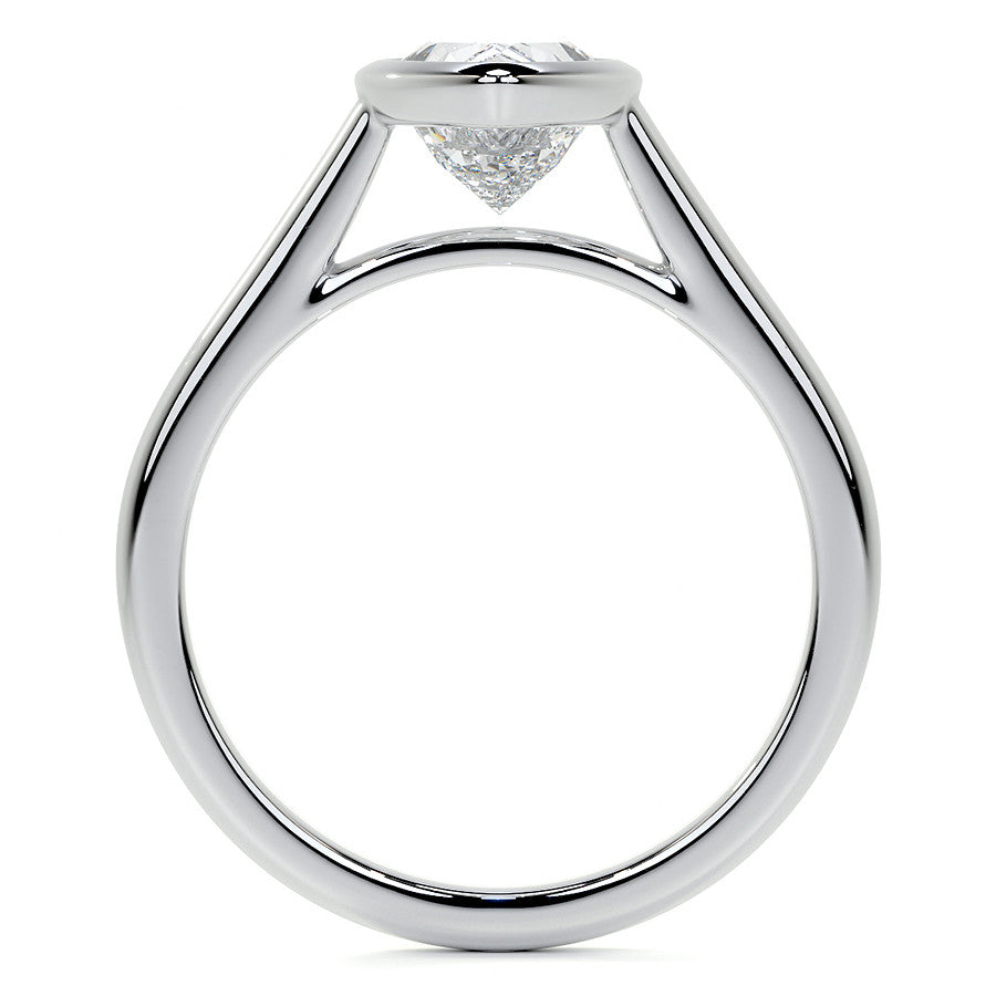 Petite Bezel Pear Moissanite Solitaire Ring