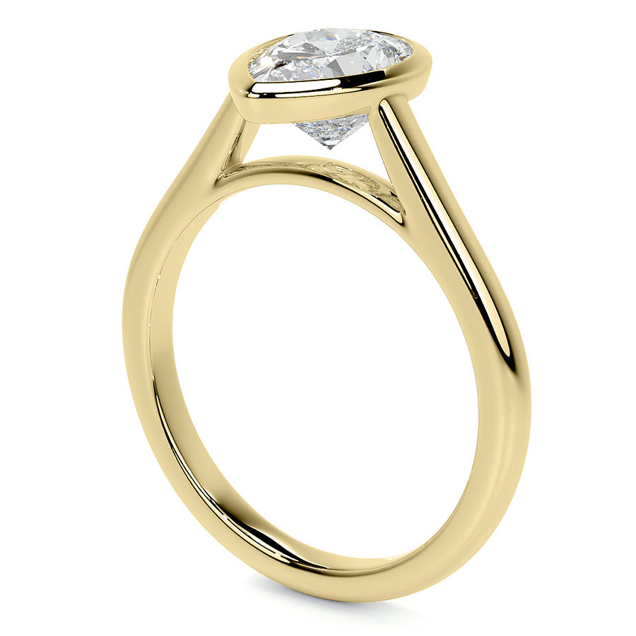 Petite Bezel Pear Moissanite Solitaire Ring