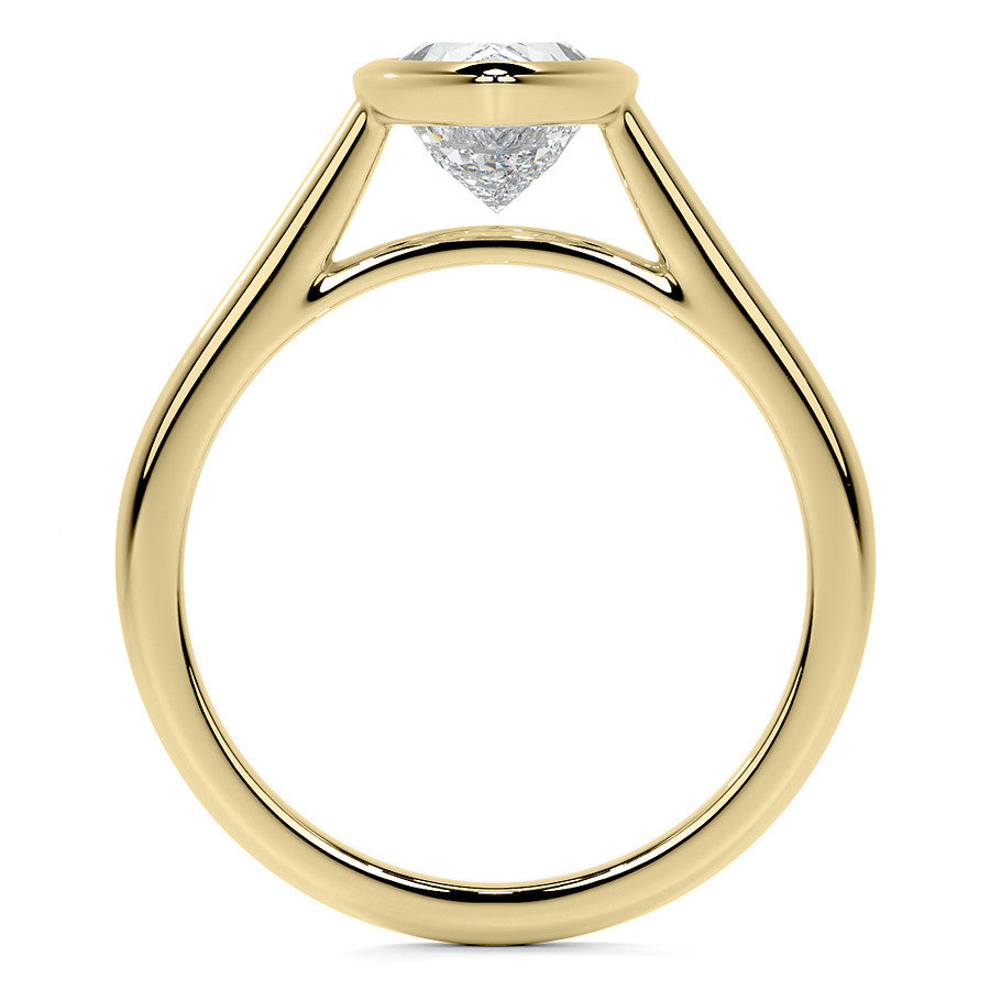 Petite Bezel Pear Moissanite Solitaire Ring