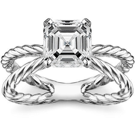 Designer Inspired Split Shank Rope Solitaire Ring