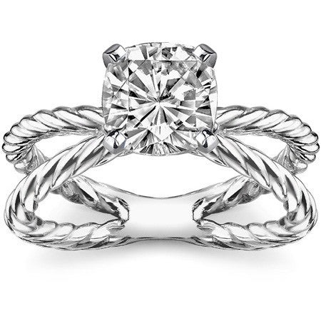 Designer Inspired Split Shank Rope Solitaire Ring