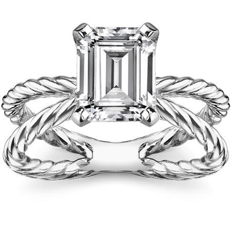 Designer Inspired Split Shank Rope Solitaire Ring