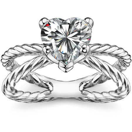 Designer Inspired Split Shank Rope Solitaire Ring