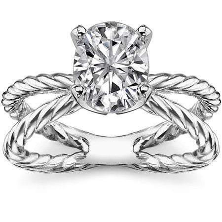 Designer Inspired Split Shank Rope Solitaire Ring