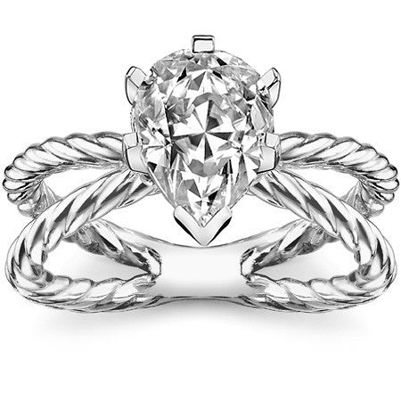 Designer Inspired Split Shank Rope Solitaire Ring