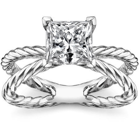 Designer Inspired Split Shank Rope Solitaire Ring