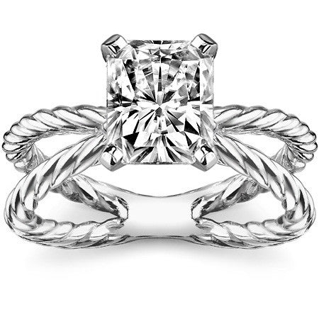 Designer Inspired Split Shank Rope Solitaire Ring