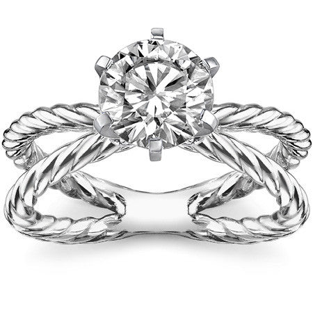 Designer Inspired Split Shank Rope Solitaire Ring