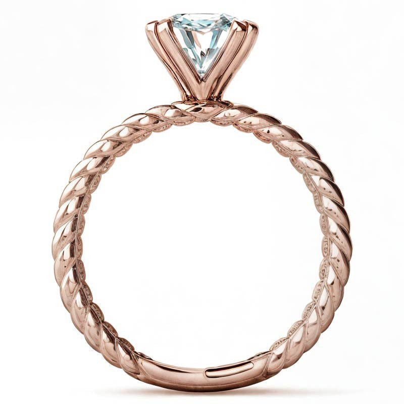 Designer Inspired Split Shank Rope Solitaire Ring