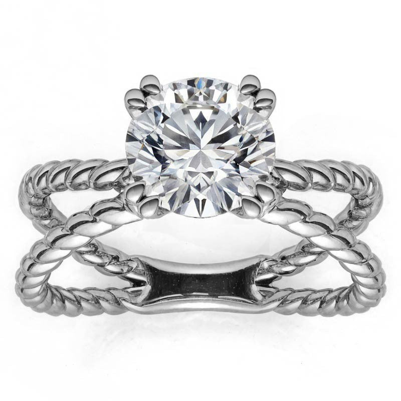Designer Inspired Split Shank Rope Solitaire Ring