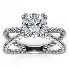 Designer Inspired Split Shank Rope Solitaire Ring