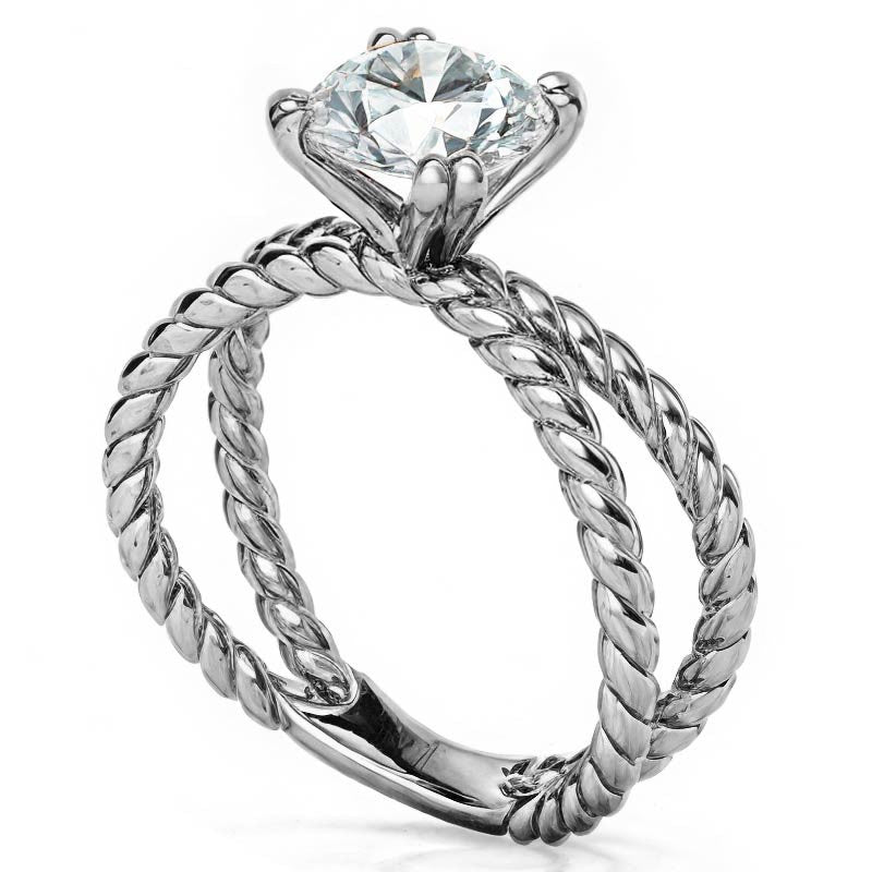 Designer Inspired Split Shank Rope Solitaire Ring