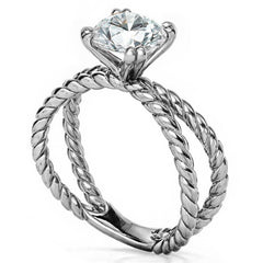 Designer Inspired Split Shank Rope Solitaire Ring