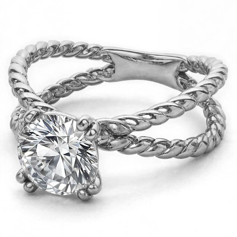 Designer Inspired Split Shank Rope Solitaire Ring
