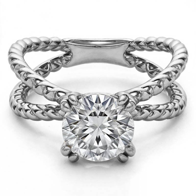 Designer Inspired Split Shank Rope Solitaire Ring