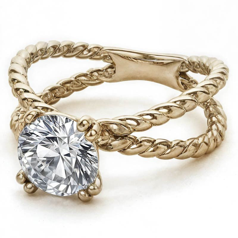 Designer Inspired Split Shank Rope Solitaire Ring