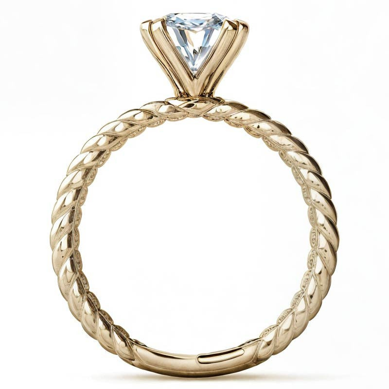 Designer Inspired Split Shank Rope Solitaire Ring