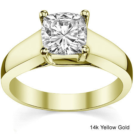 Cushion Cut Round Wider Trellis Solitaire Ring