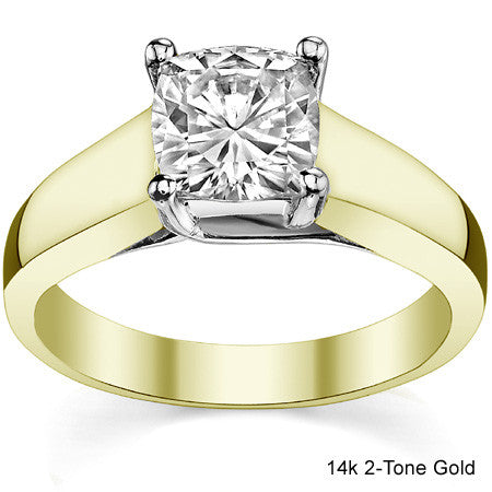 Cushion Cut Round Wider Trellis Solitaire Ring