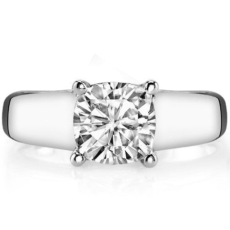 Cushion Cut Round Wider Trellis Solitaire Ring