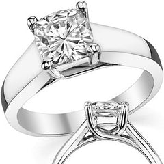 Cushion Cut Round Wider Trellis Solitaire Ring