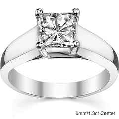Princess cut Moissanite Wider Trellis Solitaire Ring