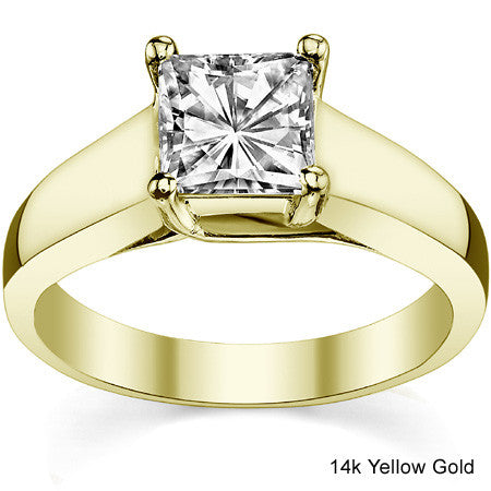 Princess cut Moissanite Wider Trellis Solitaire Ring