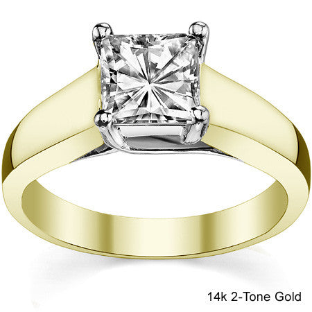 Princess cut Moissanite Wider Trellis Solitaire Ring