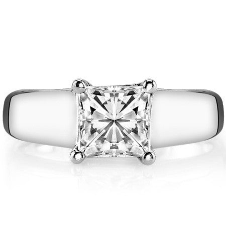 Princess cut Moissanite Wider Trellis Solitaire Ring