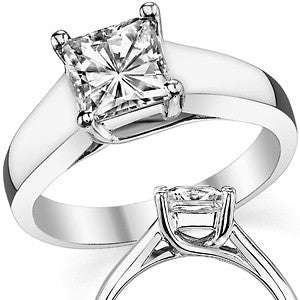 Princess cut Moissanite Wider Trellis Solitaire Ring