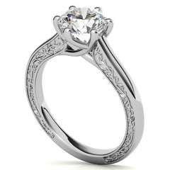 Round Brilliant Moissanite Floral Trellis Solitaire Ring