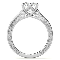 Round Brilliant Moissanite Floral Trellis Solitaire Ring