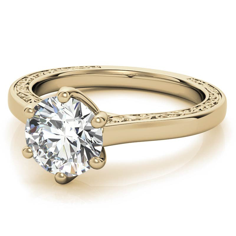 Round Brilliant Moissanite Floral Trellis Solitaire Ring