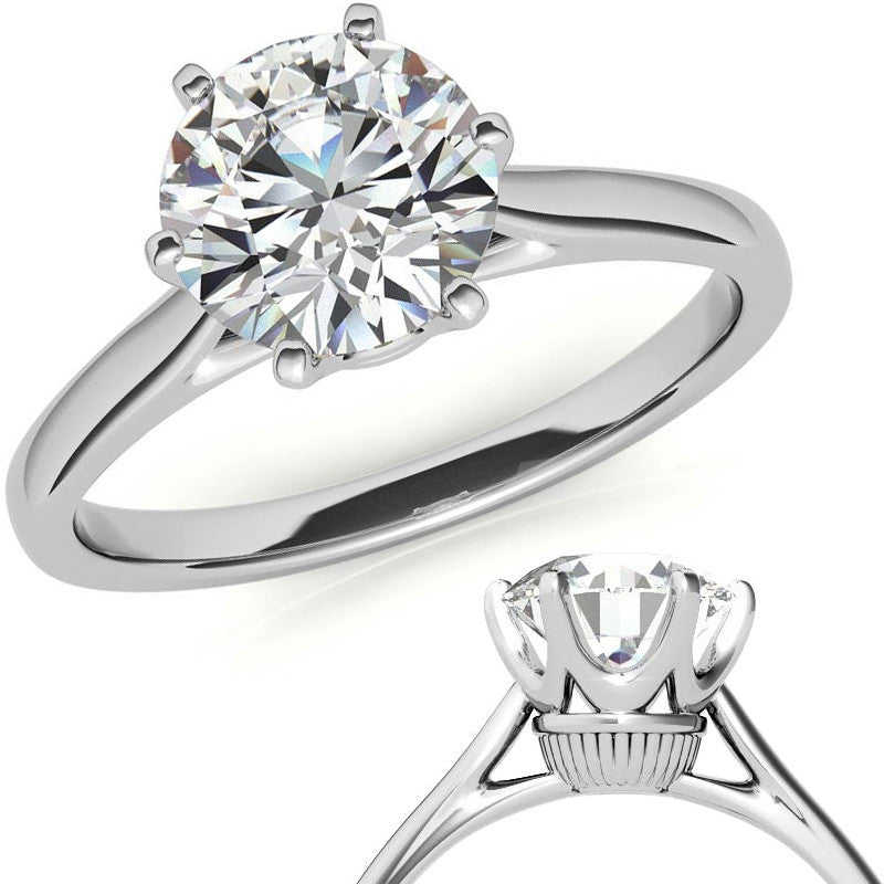 Round Brilliant Moissanite 6-Prong Crown Solitaire Ring
