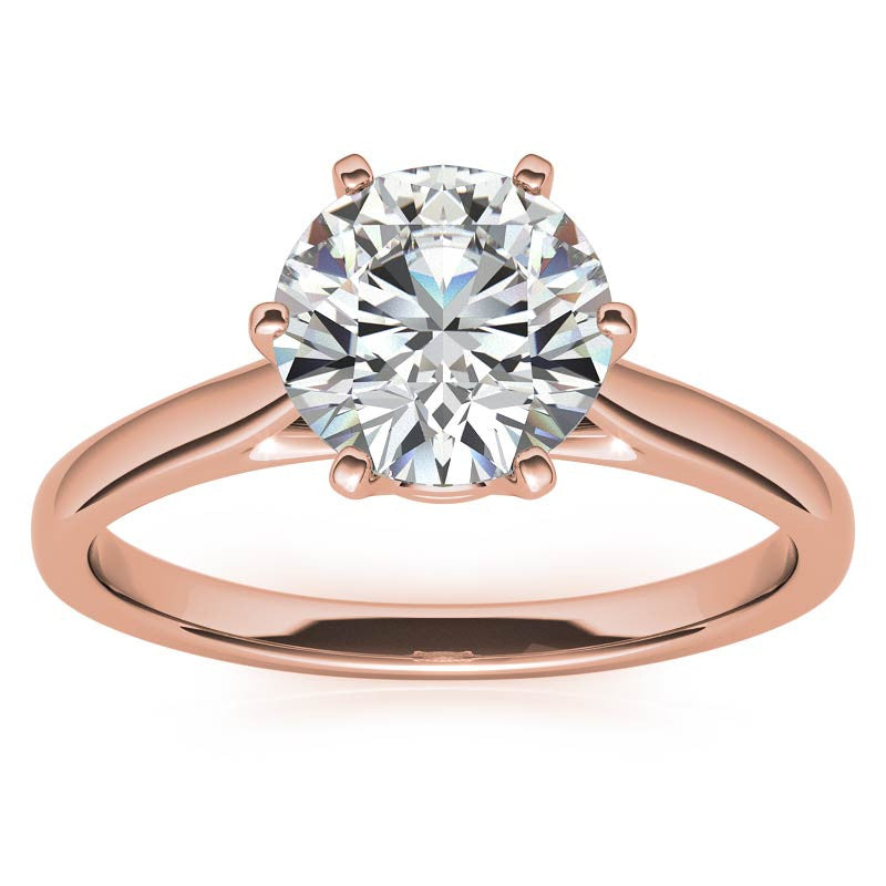 Round Brilliant Moissanite 6-Prong Crown Solitaire Ring