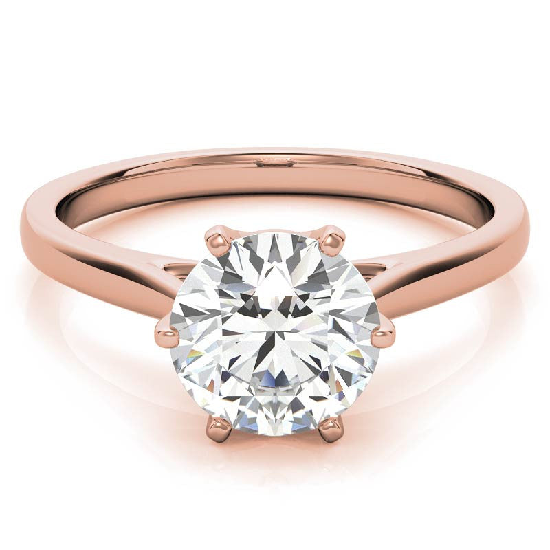 Round Brilliant Moissanite 6-Prong Crown Solitaire Ring