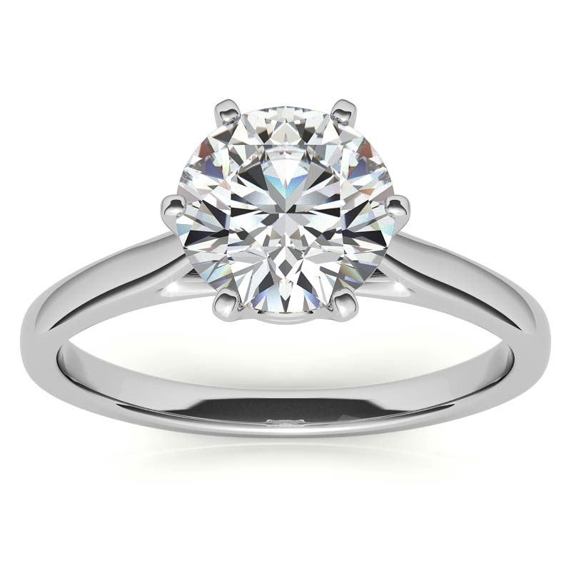 Round Brilliant Moissanite 6-Prong Crown Solitaire Ring