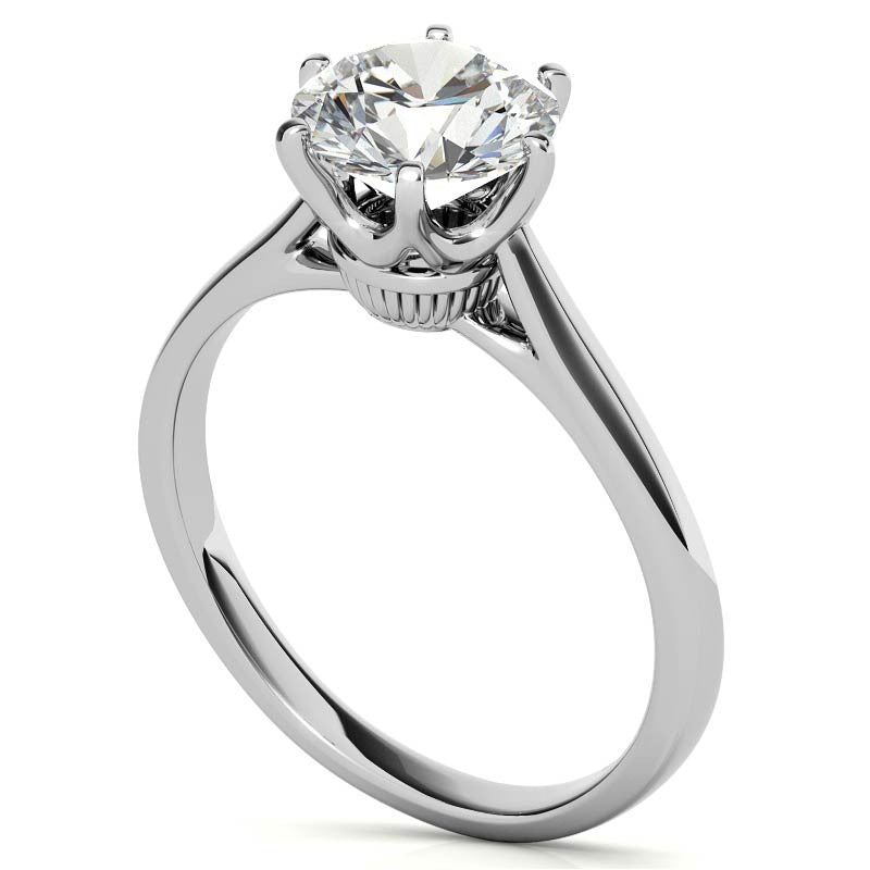 Round Brilliant Moissanite 6-Prong Crown Solitaire Ring