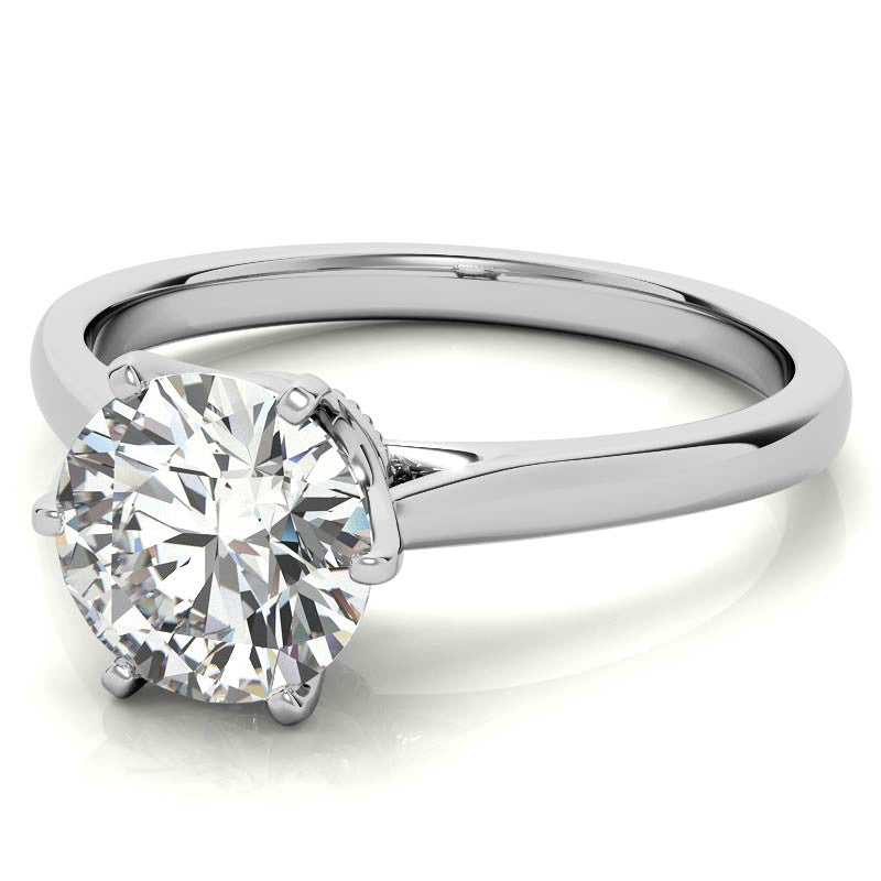 Round Brilliant Moissanite 6-Prong Crown Solitaire Ring