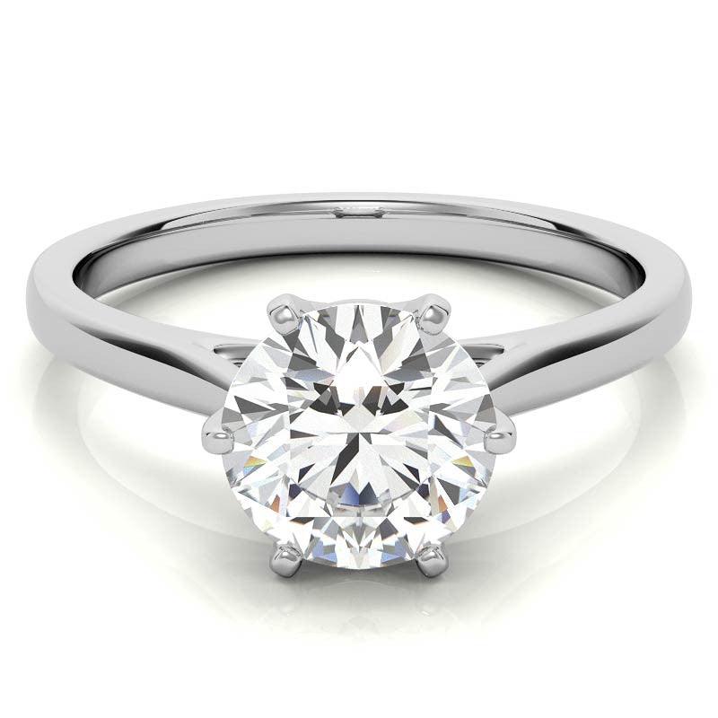 Round Brilliant Moissanite 6-Prong Crown Solitaire Ring
