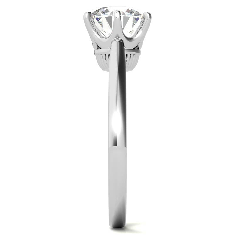 Round Brilliant Moissanite 6-Prong Crown Solitaire Ring